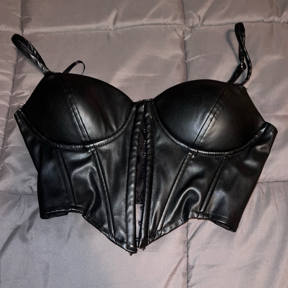 Black Leather Crop Top